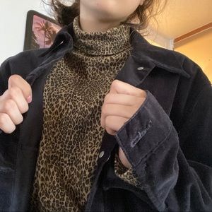 Cheetah print turtle neck